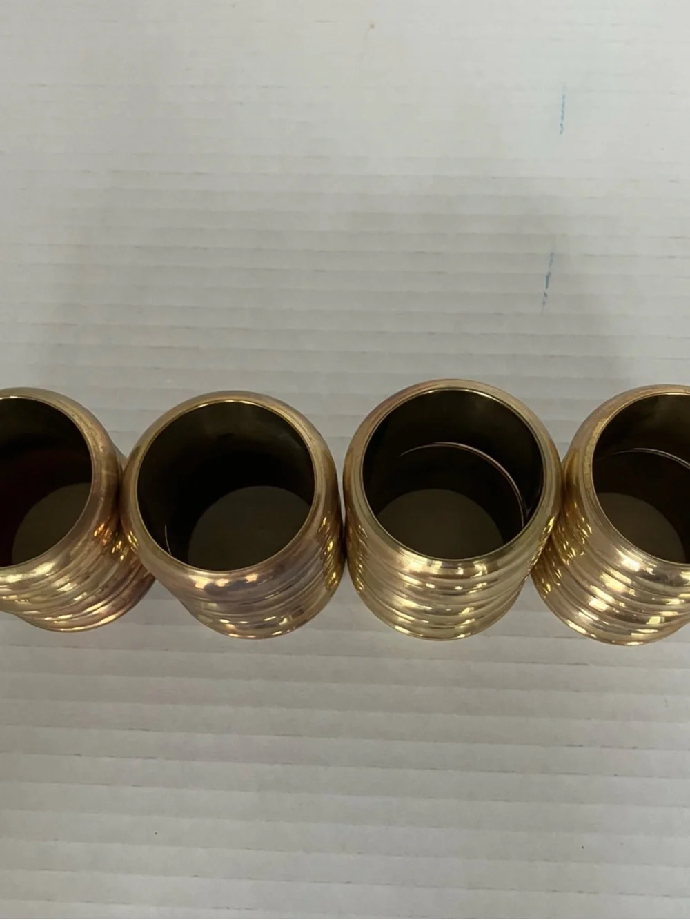 Vintage Gold Brass Metallic Napkin‎ Rings Set of 8 Ribbed Rope Details